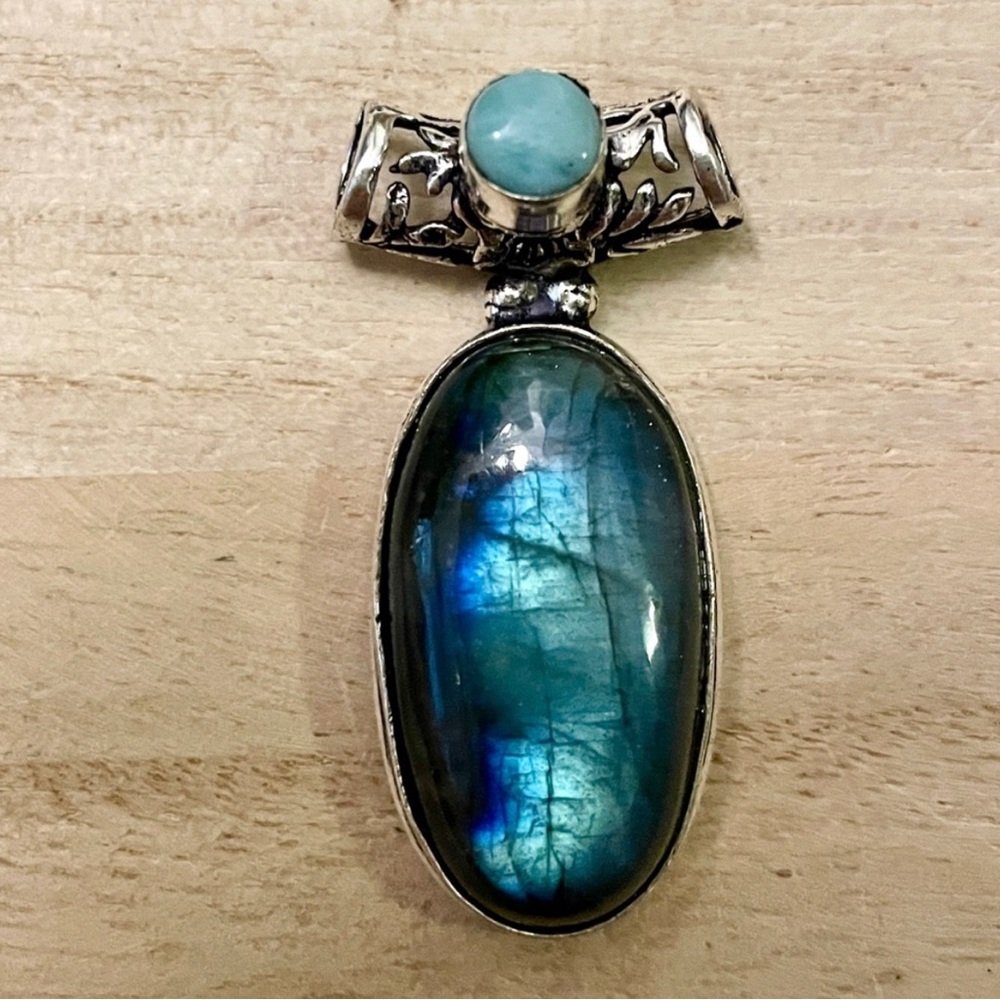 Larimar & Labradorite Sterling Silver Pendant
